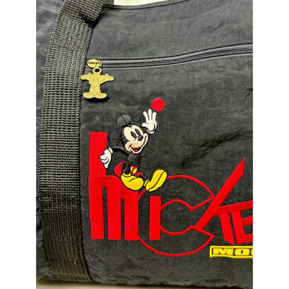 Mickey Mouse Disney Tote Bag Black Zipper Travel Zip Close Casual 18x12 Vintage - Picture 3 of 14